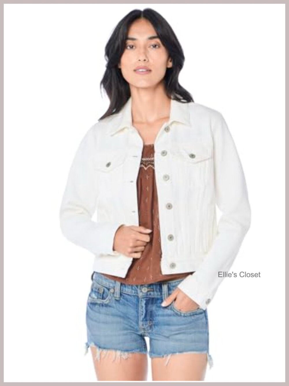 Lucky Brand Women's Tomboy Trucker Denim Jacket Distressed Button